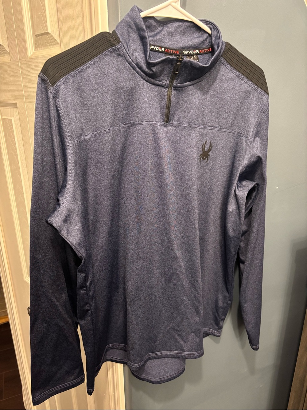 Spyder Active Shirt Mens M Blue Quarter Zip‎ Soft Performance Flex Pro Line